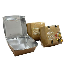 Shwn Foil Lined Printed Burger Box Brown Hp6 Box in QTY : 1x200Pcs