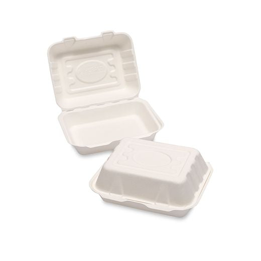 Hb9 Natural L. Bagasse F+C Box (190X150X70Mm/7.5X6X2.5) Small White Box in QTY : 5x50Pcs