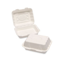 Load image into Gallery viewer, Hb9 Natural L. Bagasse F+C Box (190X150X70Mm/7.5X6X2.5) Small White Box in QTY : 5x50Pcs