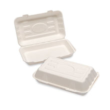 Load image into Gallery viewer, Hb10 Natural L. Bagasse F+C Box (250X155X60Mm/10X6X2.5) Medium White Box in QTY : 5x50Pcs