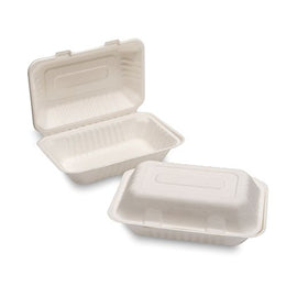 Hb10 Deep Natural L. Bagasse Lunch Box (232X155X78Mm/9X6) White Box in QTY : 5x50Pcs