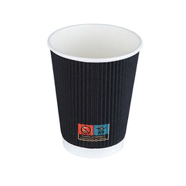 Grab&G Triple Wall (Ripple) Cup (340Ml/12Oz) Black Box in QTY : 20x25Pcs