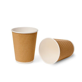 Grab&G Triple Wall (Ripple) Cup (340Ml/12Oz) Brown Box in QTY : 20x25Pcs