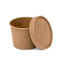 Load image into Gallery viewer, Grab&amp;G Paper Soup Cup+Lid (227Ml/8Oz) Kraft Box in QTY : 10x25Pcs