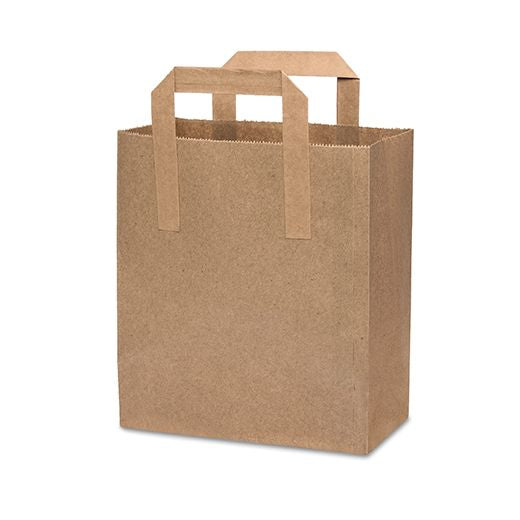 Grab&G Brown 70Gsm Ext Handle Bag (220X100X240Mm/9X4X9) Medium Box in QTY : 1x250Pcs