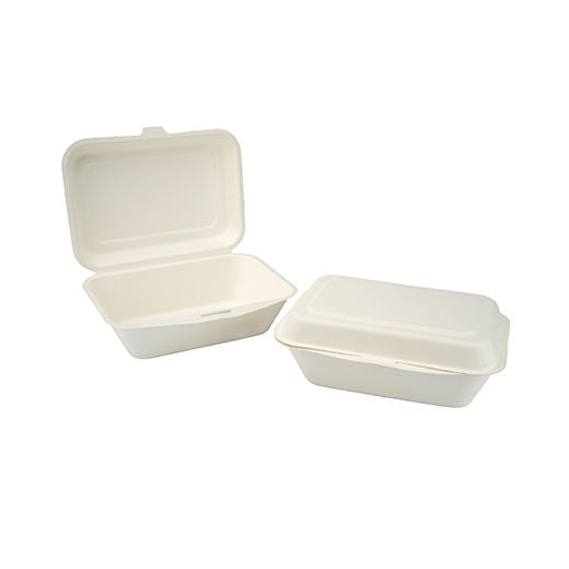 Hb9 Deep Natural L. Bagasse F+C Box (185X134X65Mm/7.5X5X2.5) White Box in QTY : 5x50Pcs