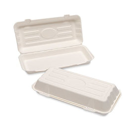 Bagasse F+C Box (324X155X60Mm/12.75X6X2.5?) Large White Box in QTY : 2x125Pcs