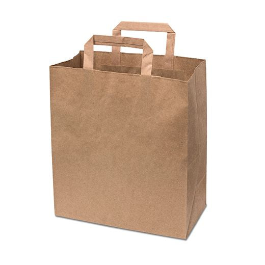 Grab&G Brown Int Handle Paper Bag (260X140X290Mm/10X5.5X12) Large Box in QTY : 1x250Pcs