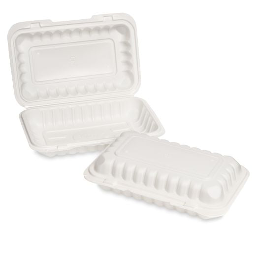 (Hb10) Microwave Meal Box (250X155X60Mm/10X6X2.5) Med White Box in QTY : 1x150Pcs