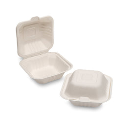Bagasse Burger Box (152X152X78Mm/6) White (Hp6)  New Pack Box in QTY : 5x50Pcs