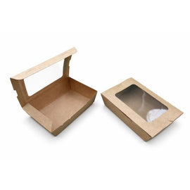 Snack Box With Window  (900Ml/32Oz) Brown Box in QTY : 4x50Pcs