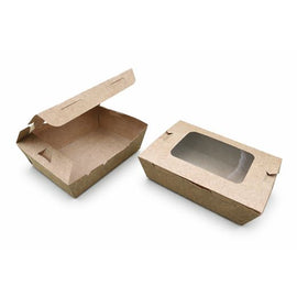 Snack Box With Window ((1200Ml/42Oz) Brown Box in QTY : 4x50Pcs
