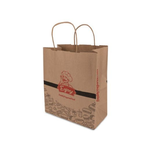 Ukf Enjoy Twisted Hand Brown Paper Bag Sos (320X210X320Mm) Box in QTY : 1x100Pcs