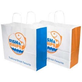 Ukf Mg Fish&Chips Twisted White  Bags Large (280x170x290Mm) Box in QTY : 1x100Pcs