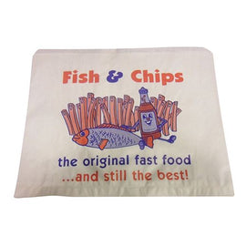 Mp 14 X 11 Majestic White Kraft Paper Bags - Ptd Fish & Chips Box in QTY : 1x500Pcs
